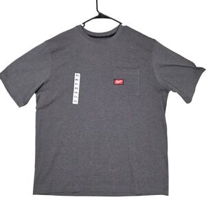Milwaukee Pocket T-Shirt Mens XL Gray New Workwear Heavy Duty Short Sleeve